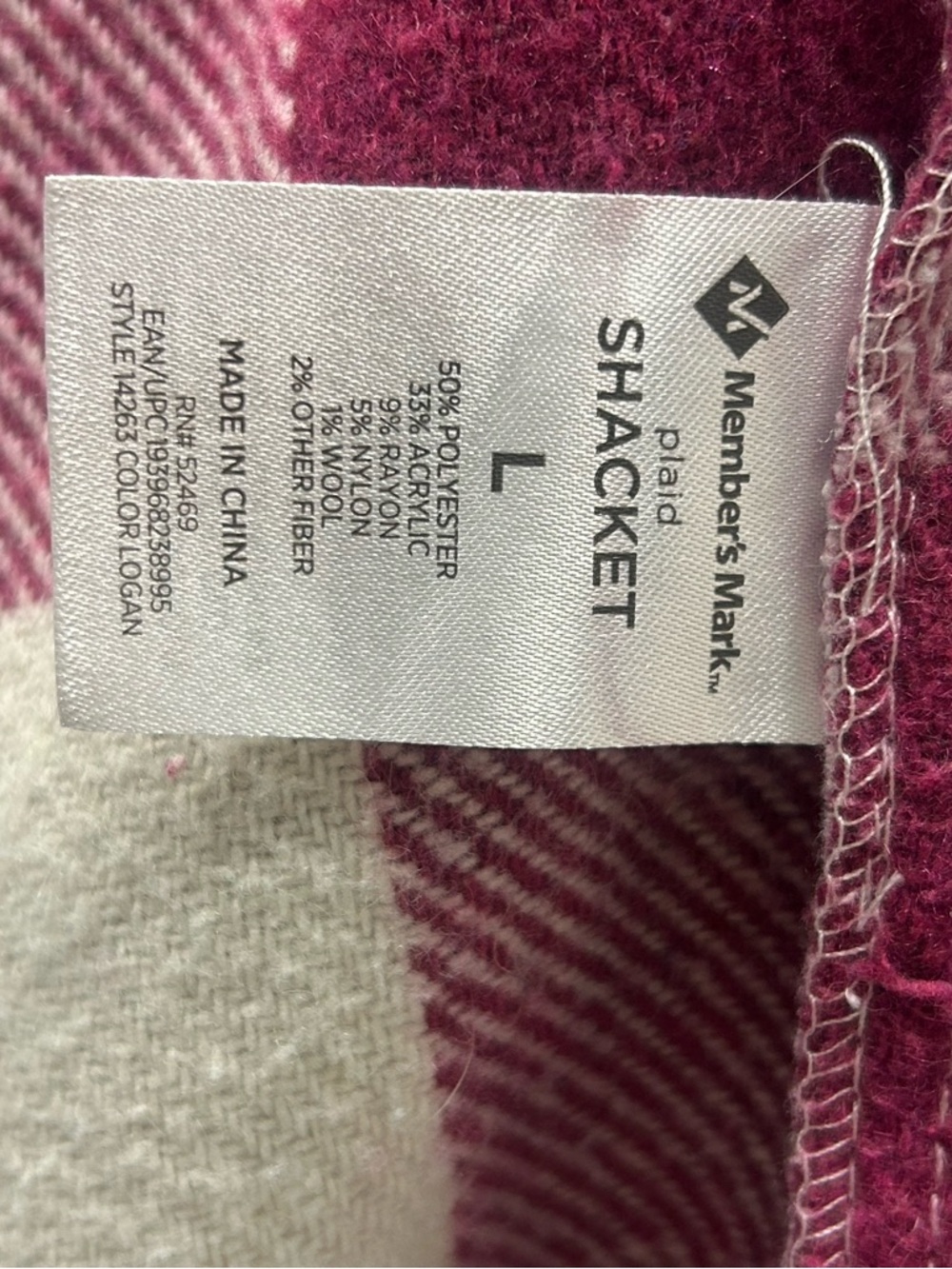 Plaid Pea Coat shacket Jacket in Pink & White Size L Perfect Condition - Picture 8 of 8